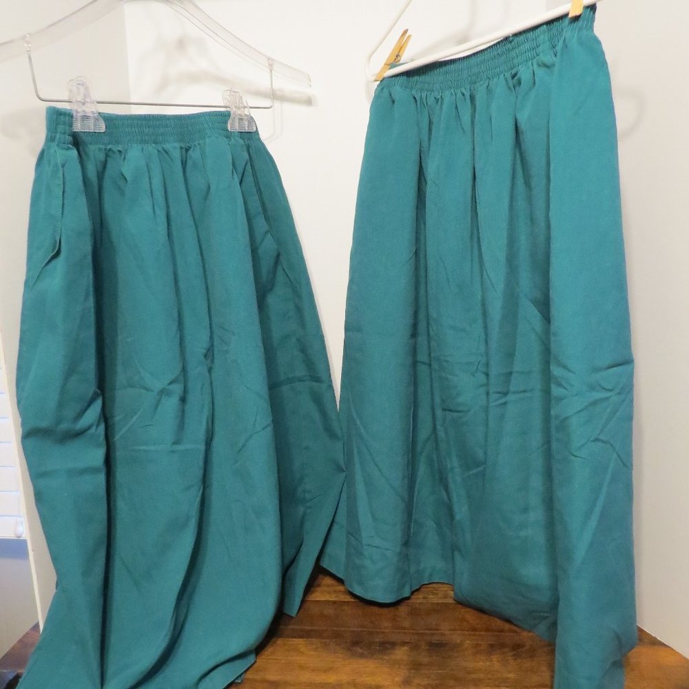 Women's Teal Midi Skirt with Elastic Waist